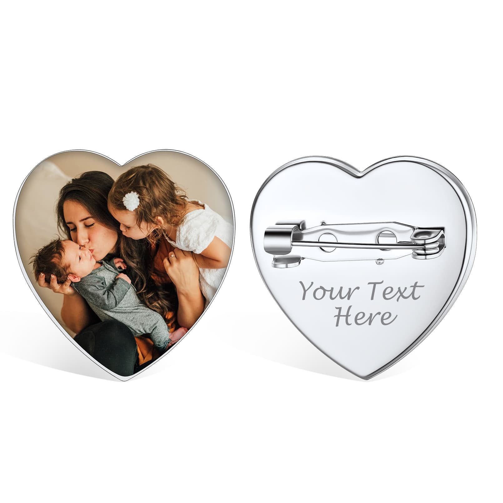 Birthstonesjewelry Personalized Heart Photo Brooch Pins Steel
