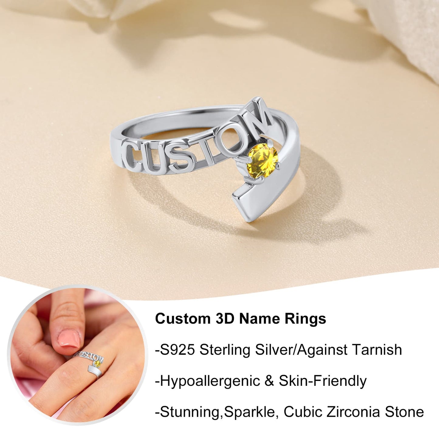 Birthstonesjewelry Personalized Name Birthstone Ring Detail