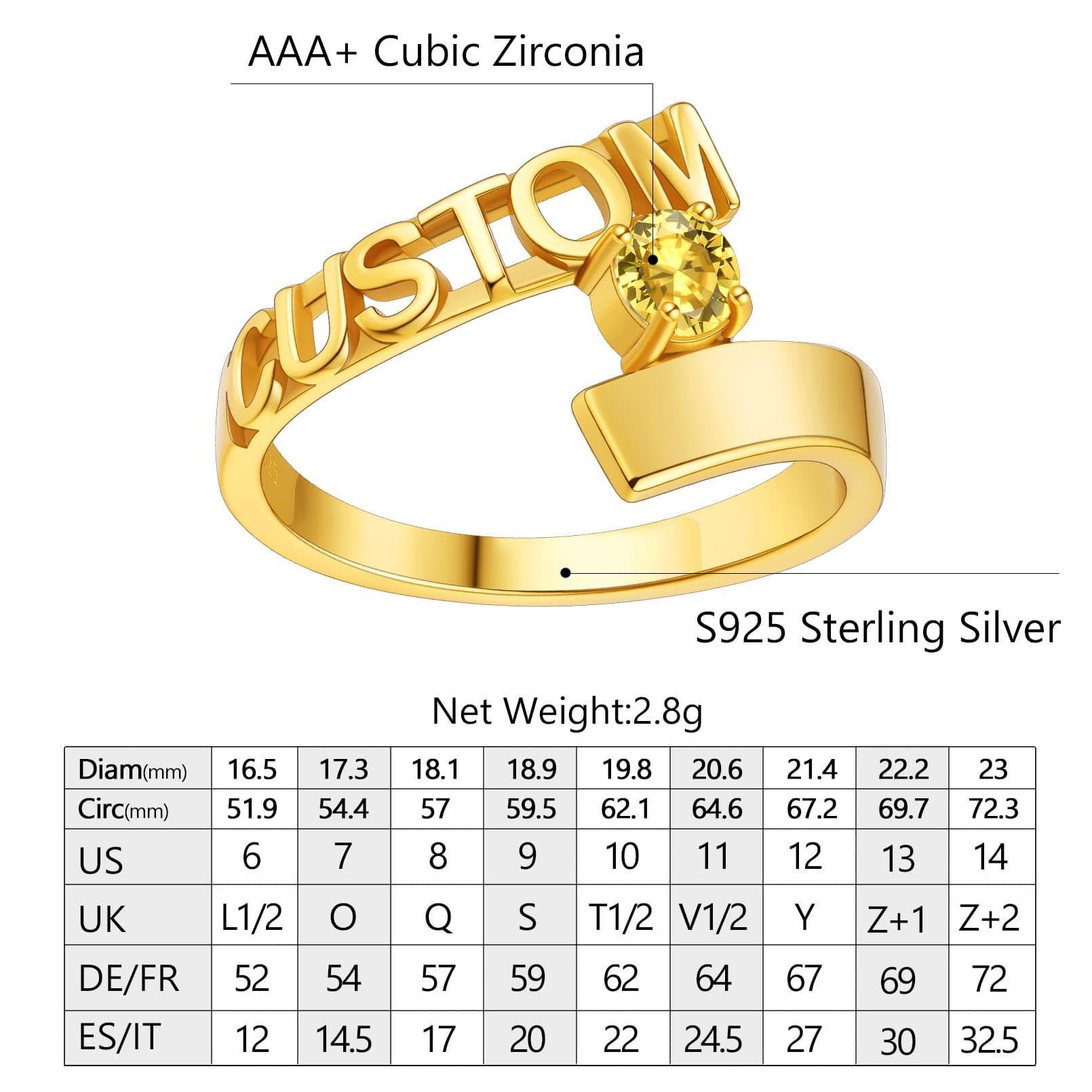 Birthstonesjewelry Personalized Name Birthstone Ring Size