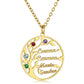 Birthstonesjewelry Personalized Round Family Tree 4 Name Necklace Gold