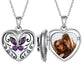 Birthstonesjewelry Personalized Sterling Silver Heart Purple Butterfly Locket Photo Necklace