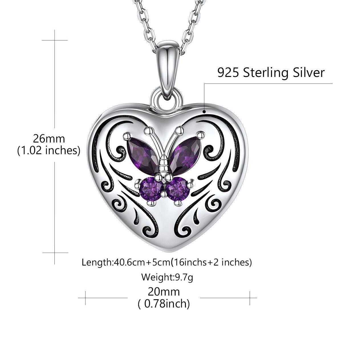 Birthstonesjewelry Personalized Sterling Silver Locket Photo Necklace Size