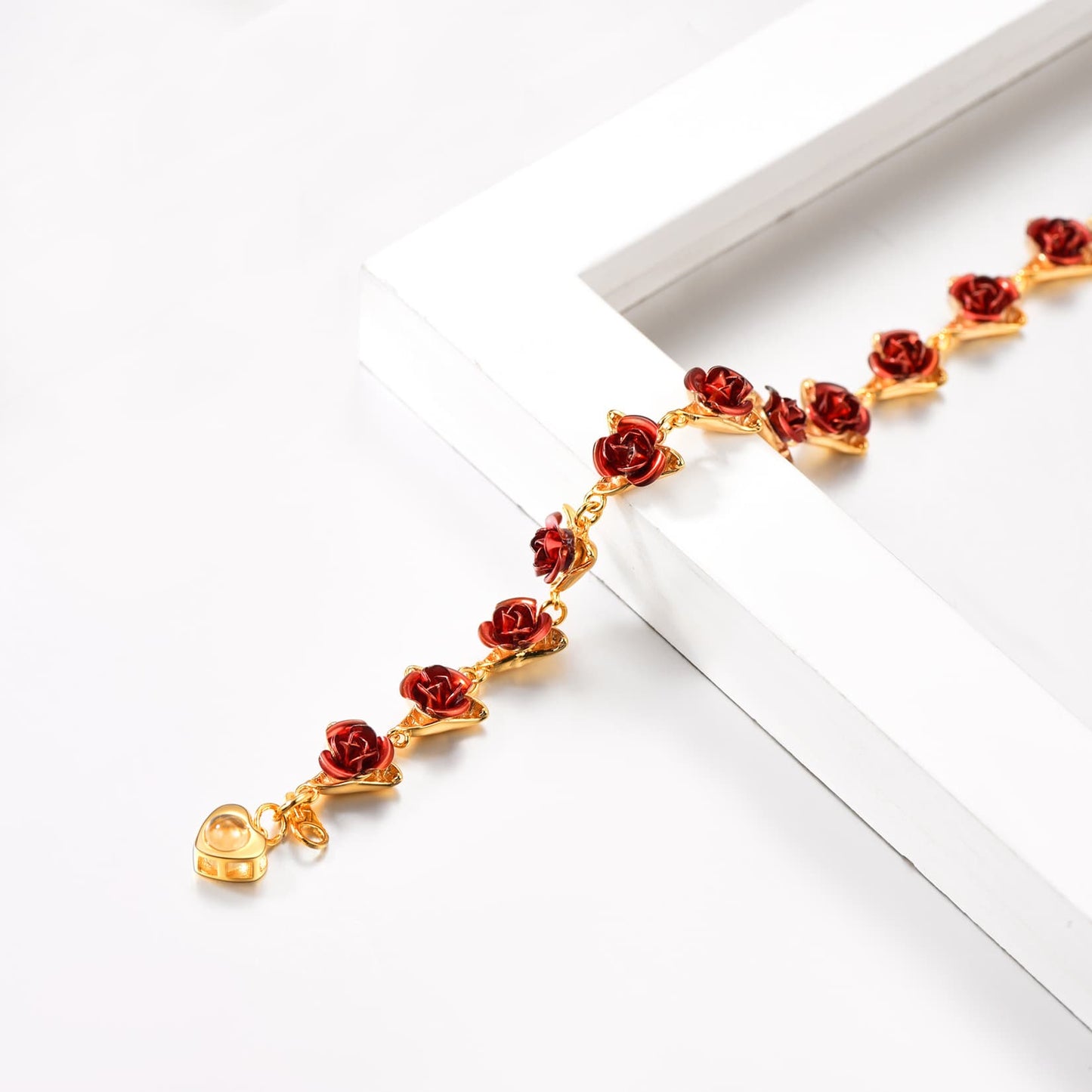Birthstonesjewelry Rose Flower Projection Bracelet Gold