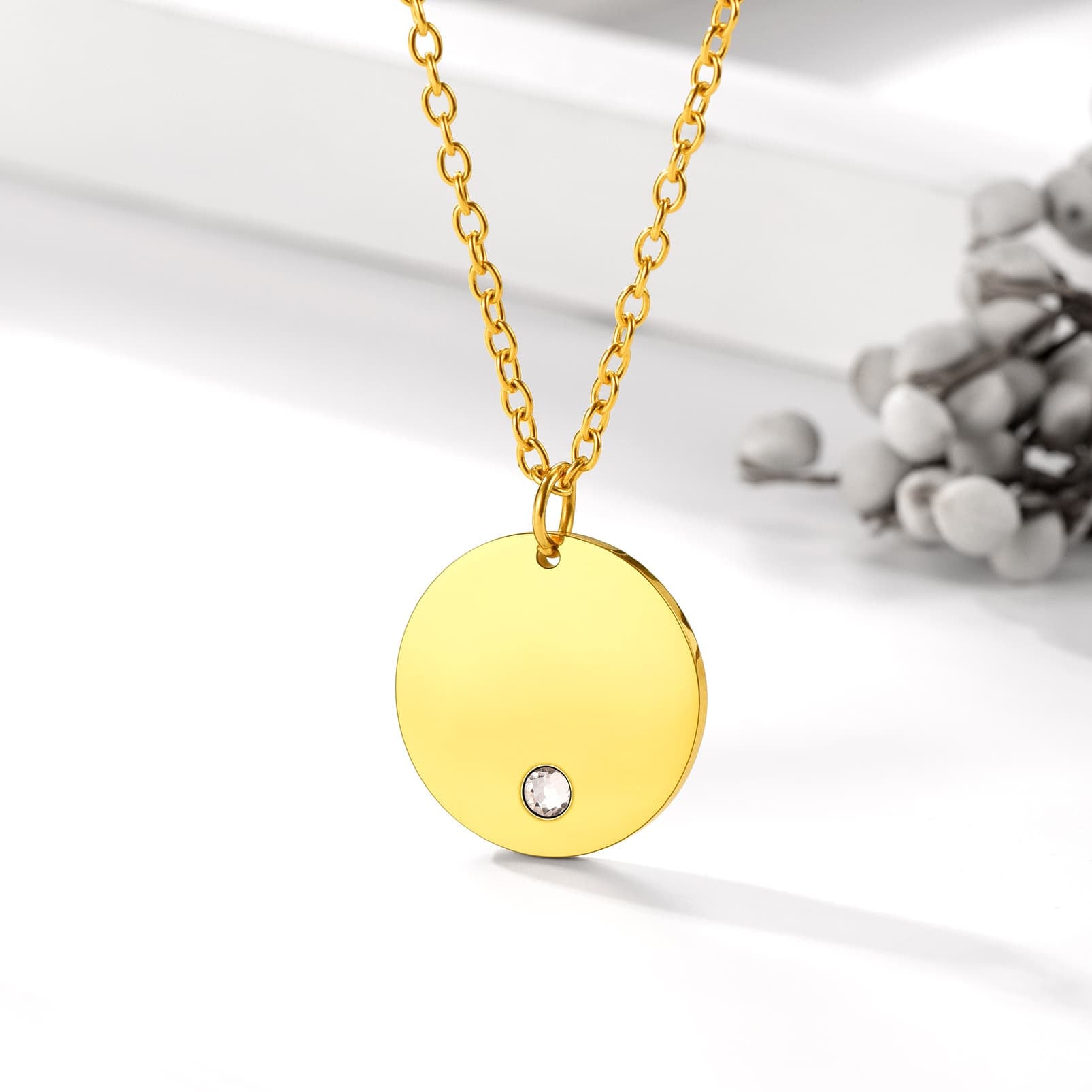  Birthstonesjewelry Round Necklace Gold