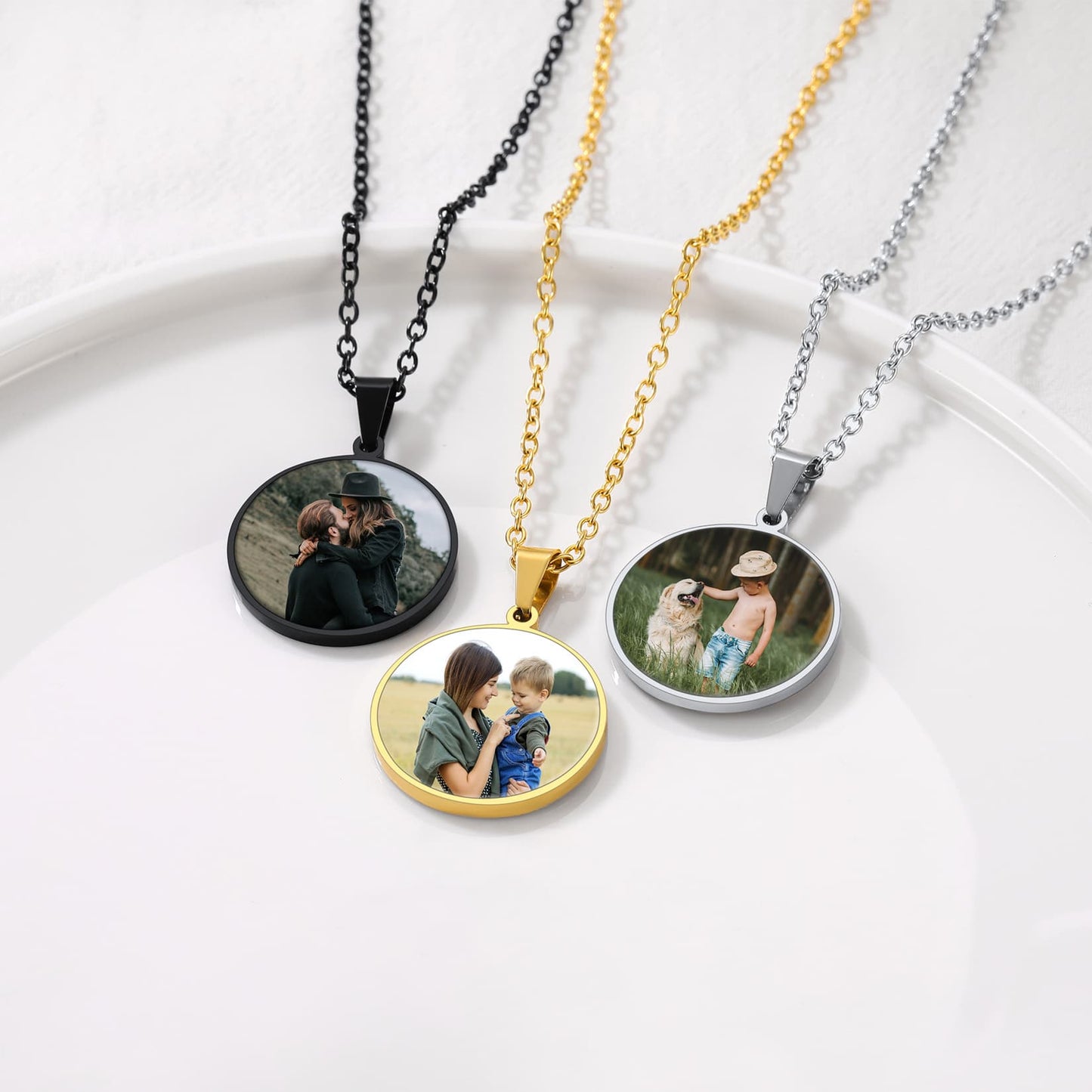 Birthstonesjewelry Round Picture Necklace 3 Colors