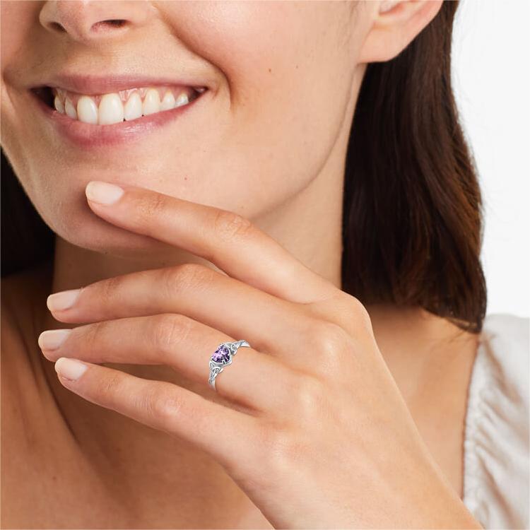 Birthstonesjewelry Sterling Silver Celtic Knot Birthstone Heart Ring for Women