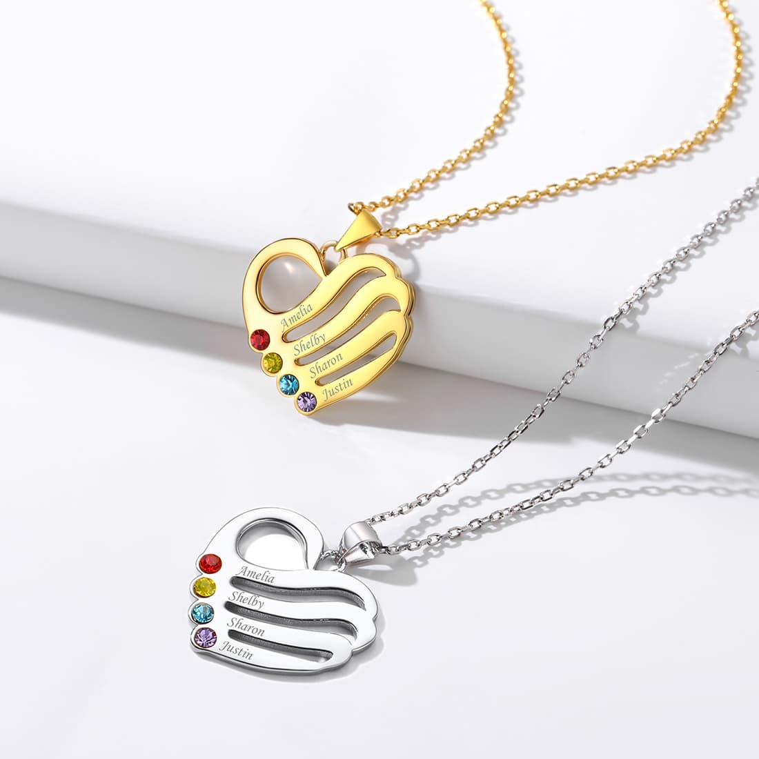 Birthstonesjewelry Sterling Silver Custom Heart Necklace 2 Colors
