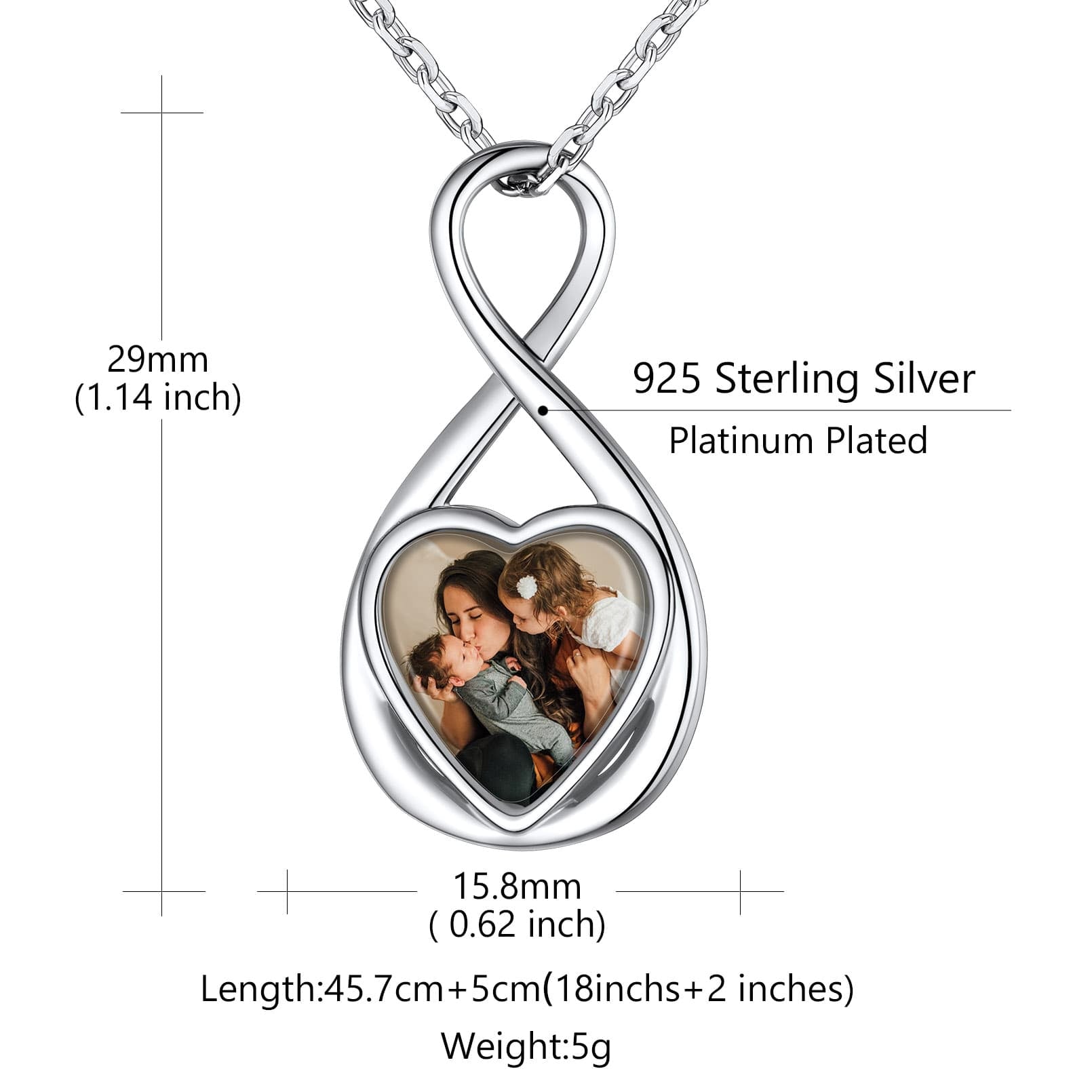 Birthstonesjewelry Sterling Silver Infinity Picture Necklace Size