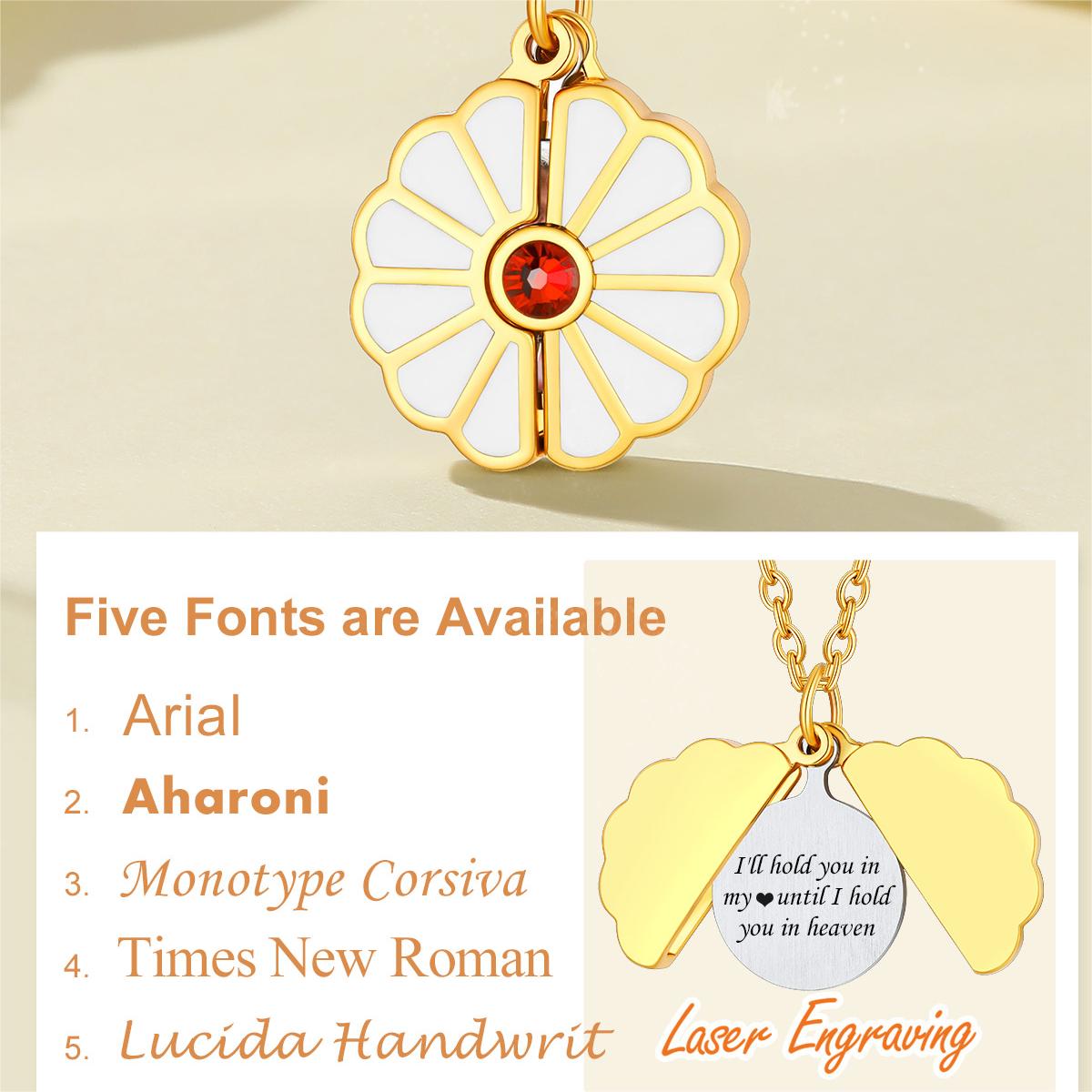 Birthstonesjewelry Sunflower Locket Necklace 5 Font Available