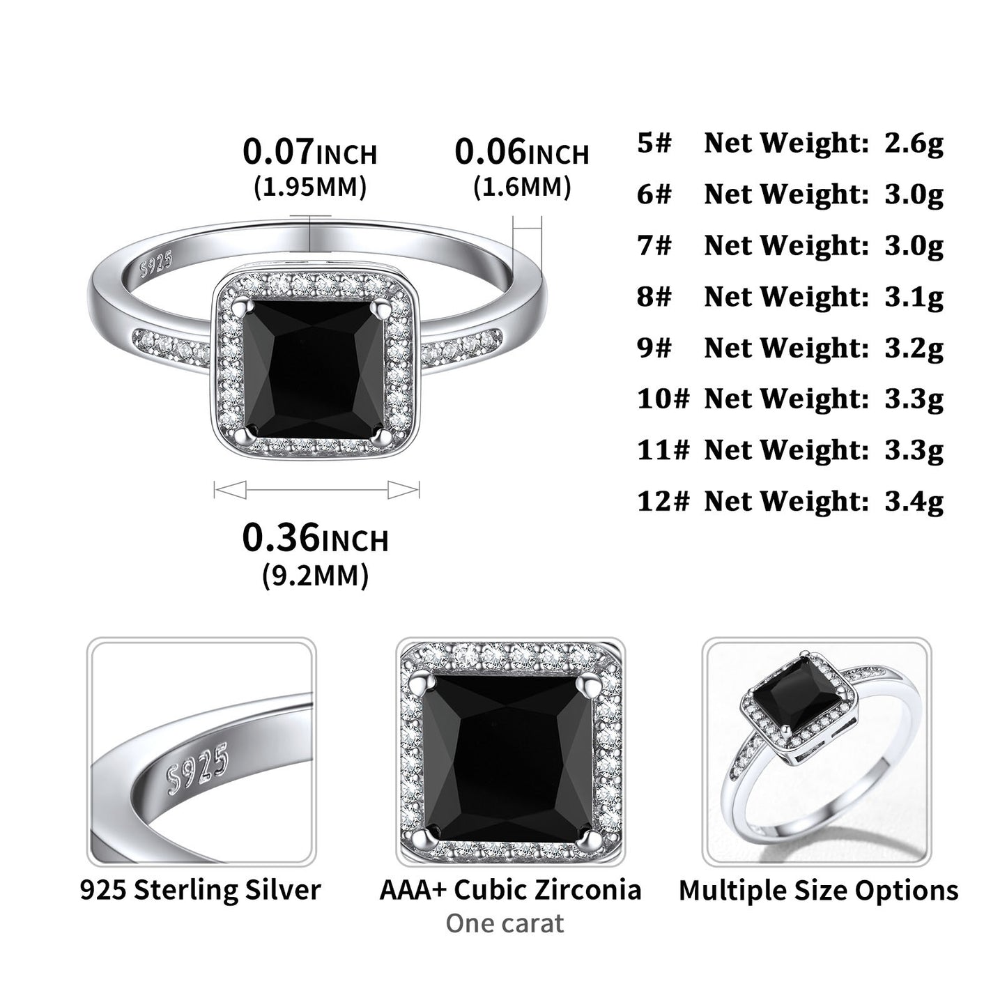 Black CZ Engagement Rings For Women