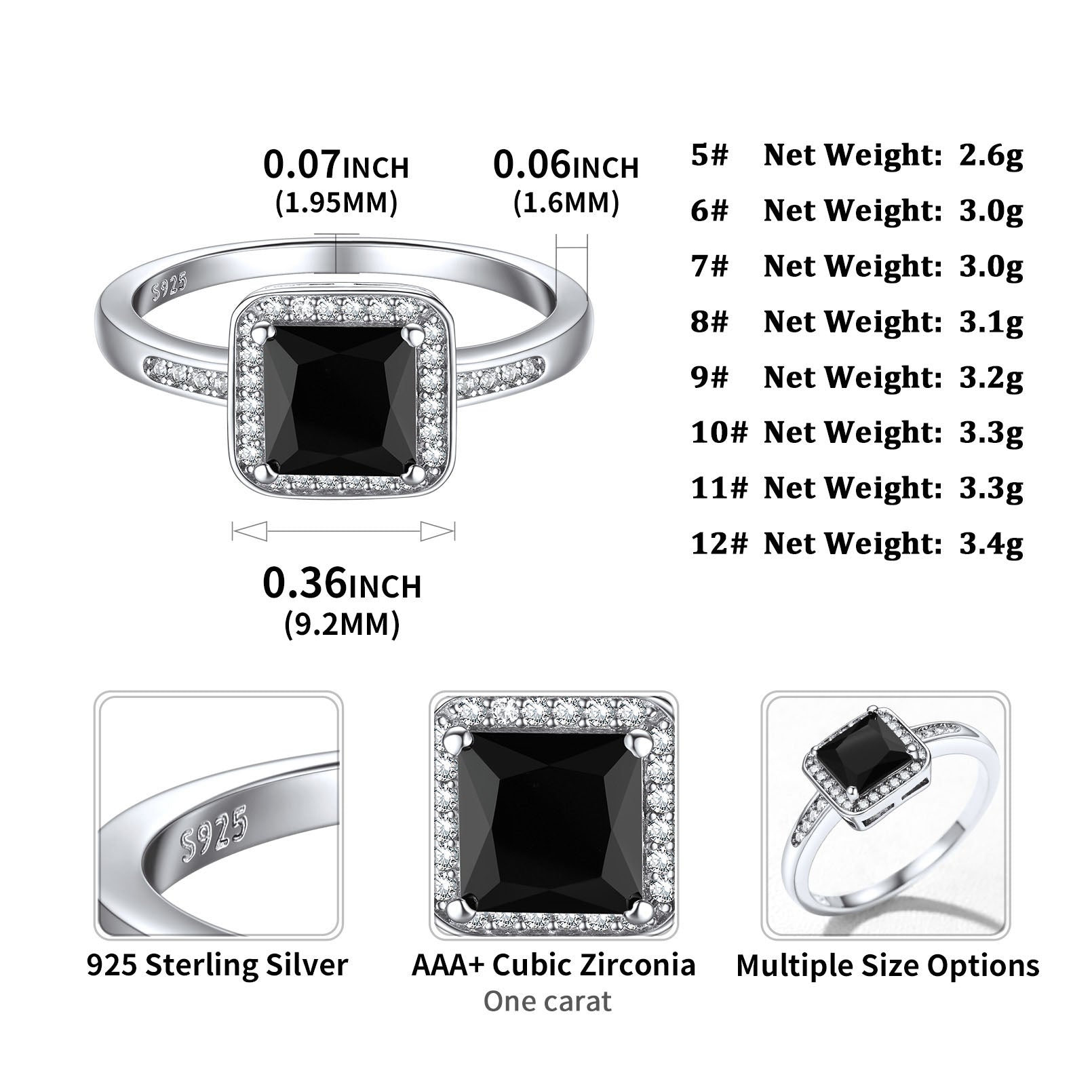 Black CZ Engagement Rings For Women