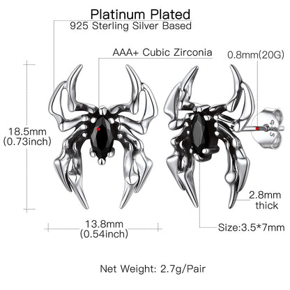 Black CZ Spider Stud Earrings: Dimension, Hypoallergenic