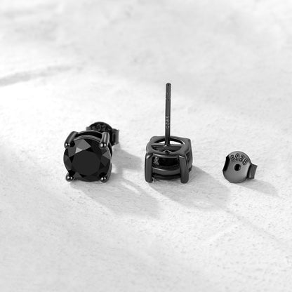 Black CZ Stud Earrings on a white background