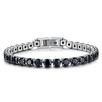 Black CZ Tennis Bracelet in Stainles Steel