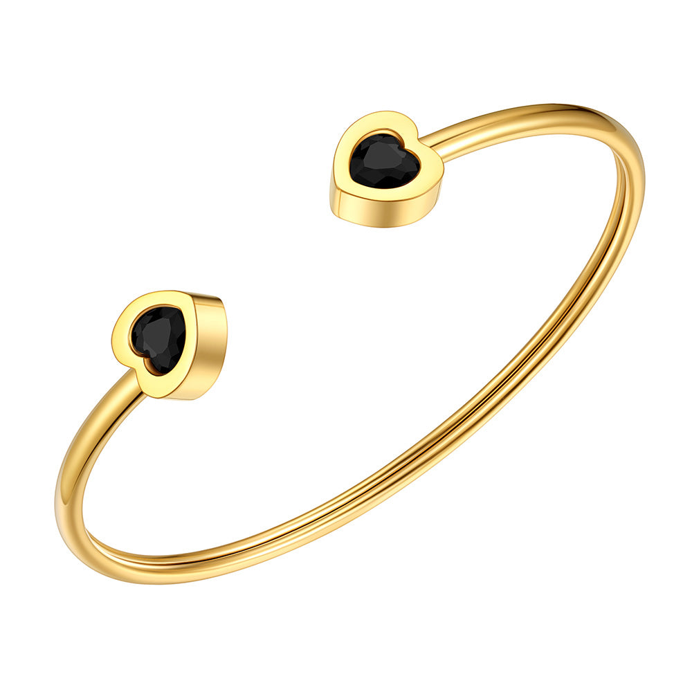 Black Crystal Cuff Bracelet Gold