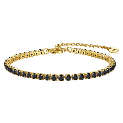 Black Cubic Zirconia Tennis Bracelet Gold Plated 