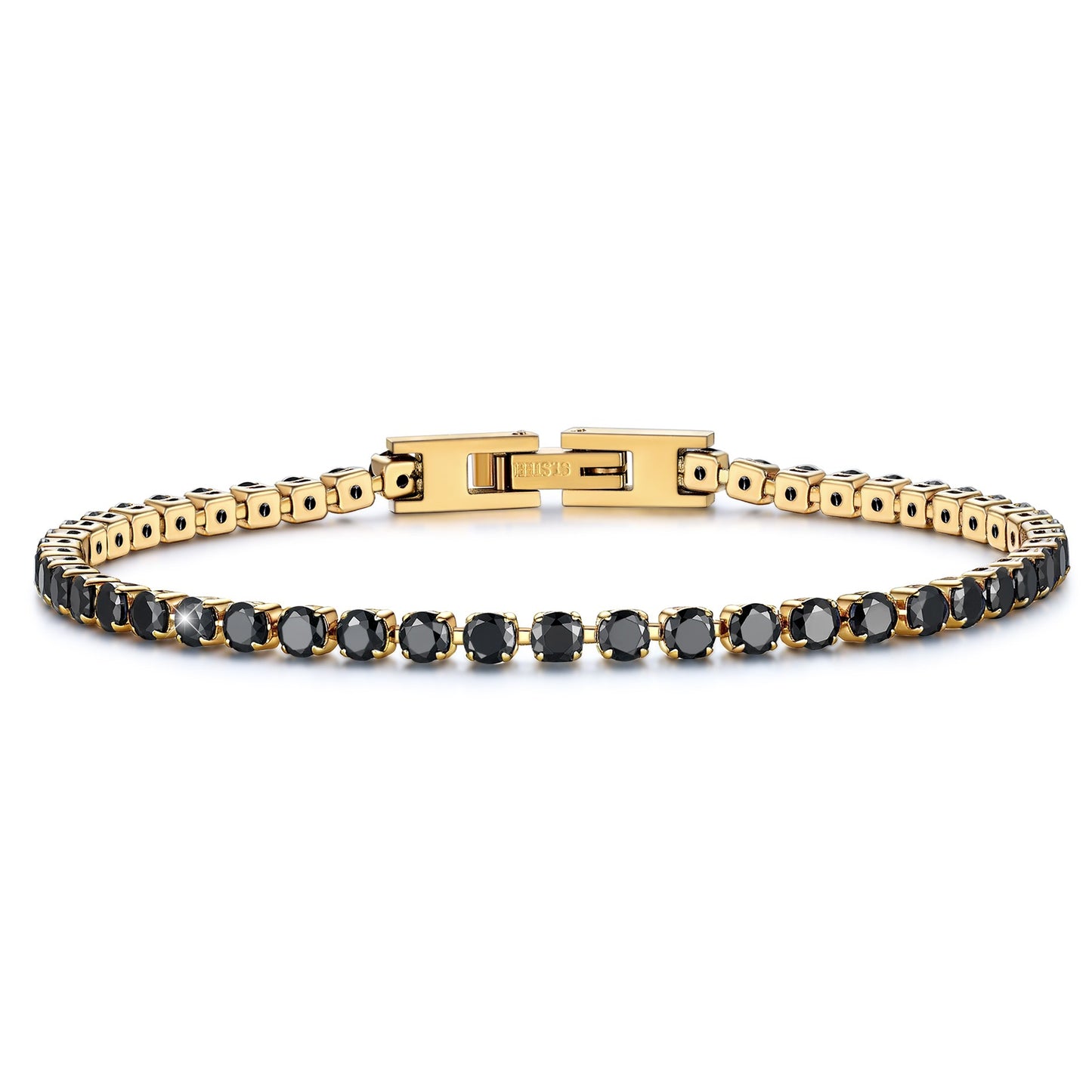 Black Cubic Zirconia Tennis Bracelet Stainles Steel