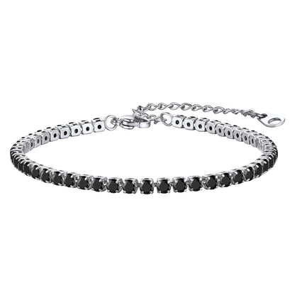 Black Cubic Zirconia Tennis Bracelet Stainless Steel