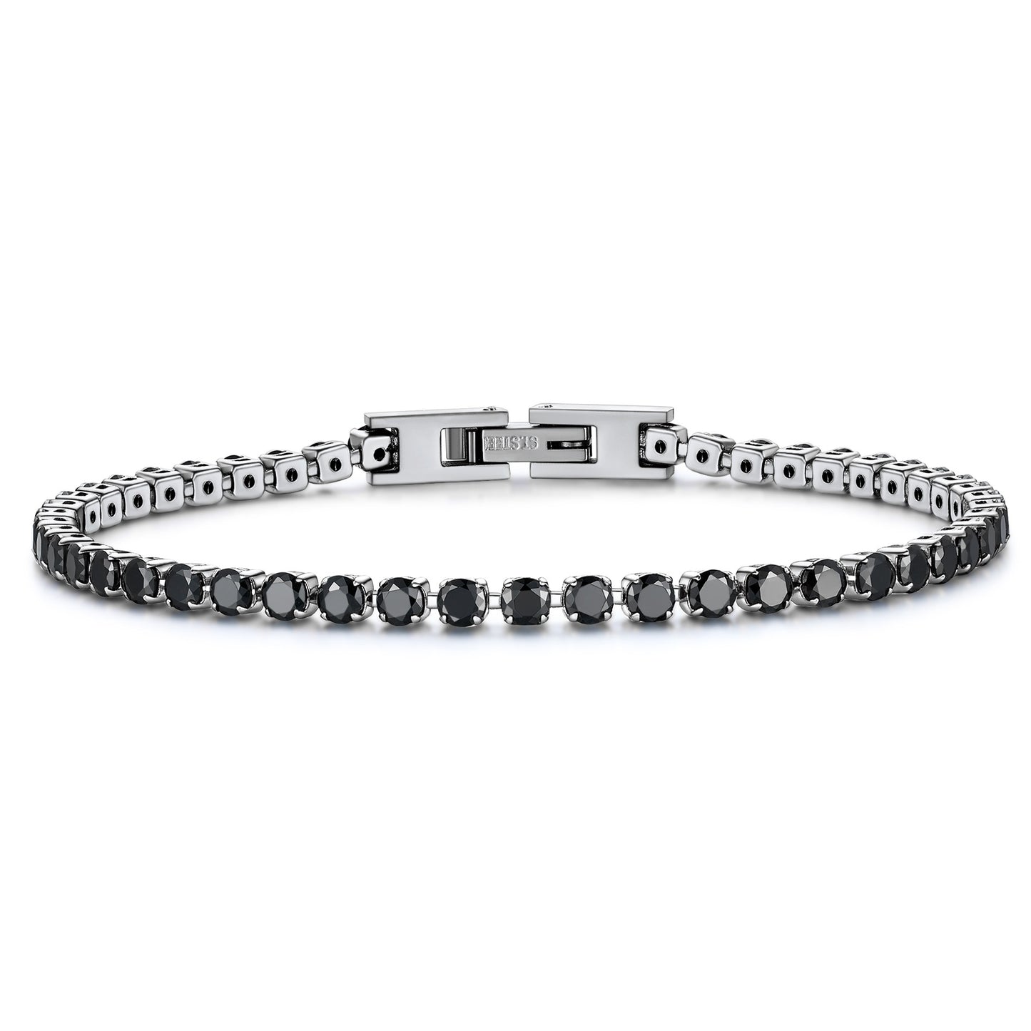 Black Cubic Zirconia Tennis Bracelet in Stainles Steel