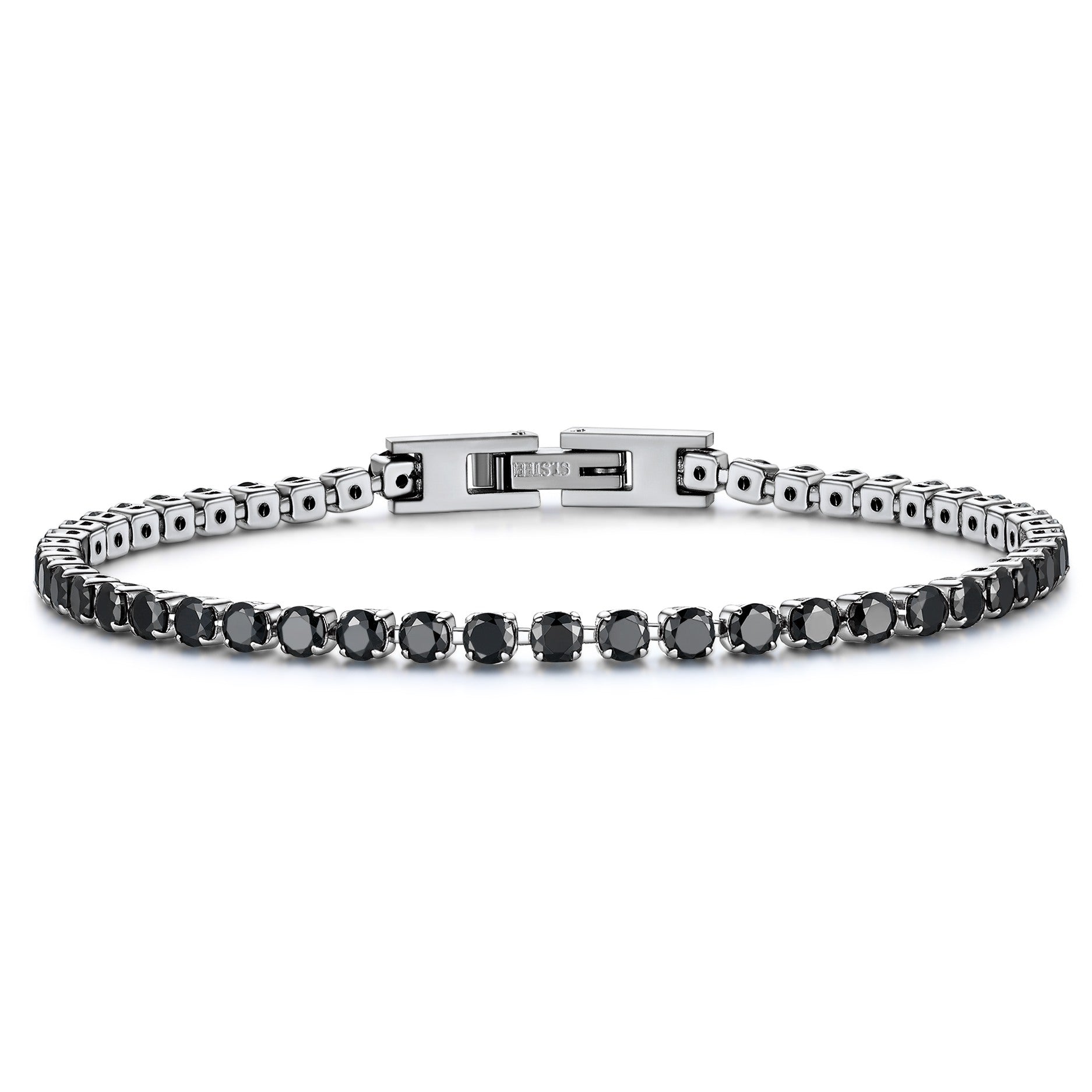 Black Cubic Zirconia Tennis Bracelet in Stainles Steel