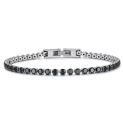 Black Cubic Zirconia Tennis Bracelet in Stainles Steel