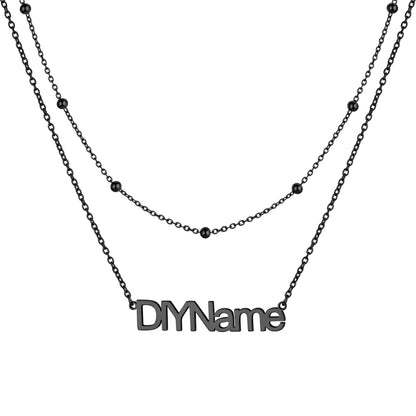 Black Custom Layered Name Necklace for Women on a white background