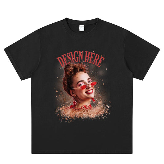 Black Custom Photo and Text T-Shirts