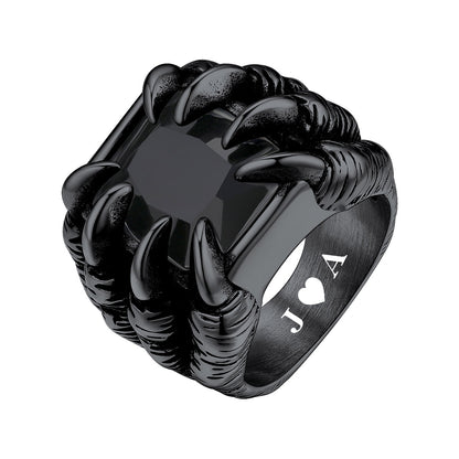 Black Onyx Dragon Claw Eye Ring Black Platedx