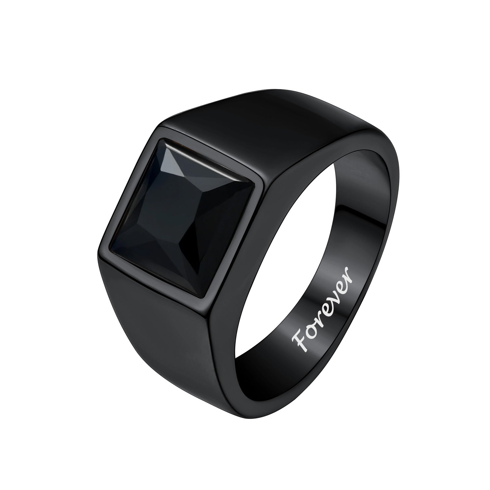 Black Onyx Signet Band Ring Black