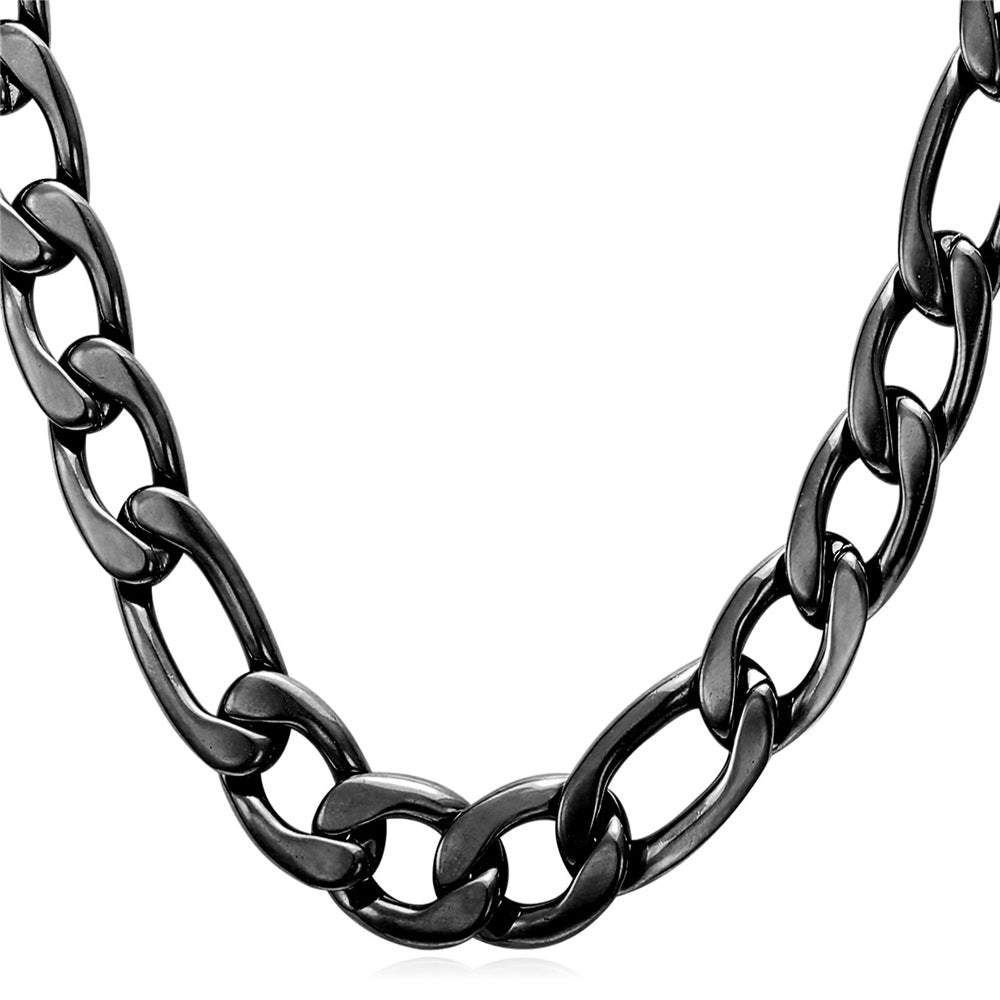 Black Plated Figaro Chain Necklace