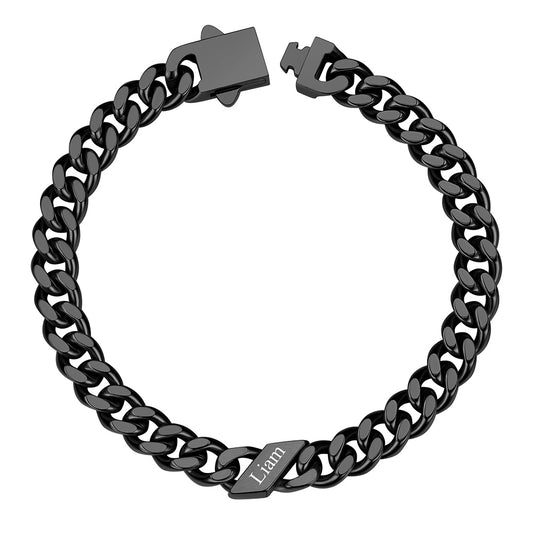 Black Plated Names Cuban Chain Bracelet 7mm 1 Names