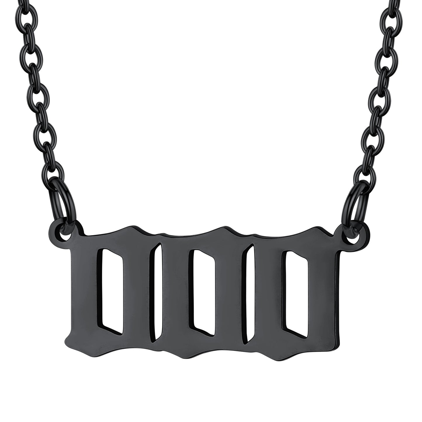 Black Plated Number 000 Necklace in Stainless Steel