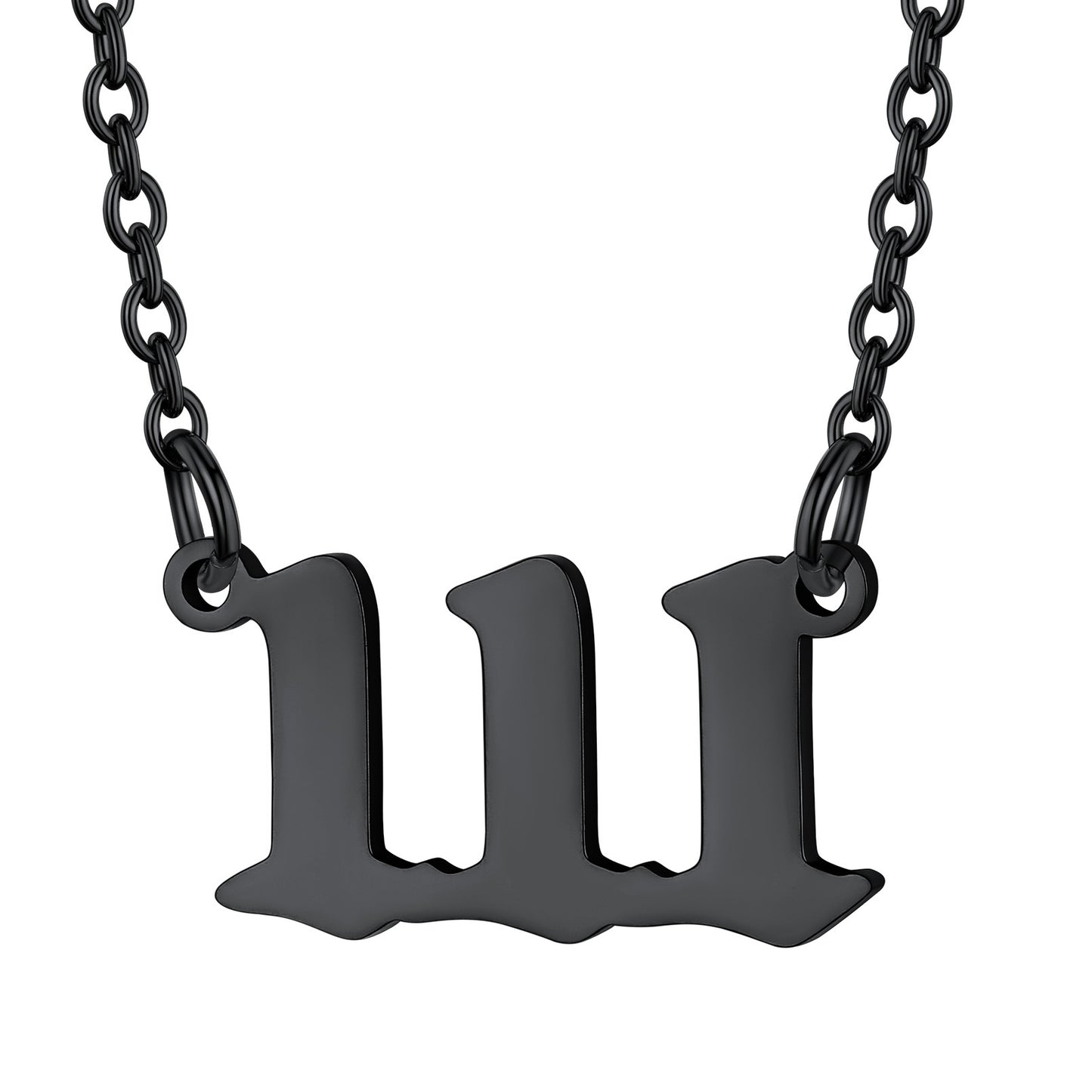 Black Plated Number 111 Necklace in Stainless Steel