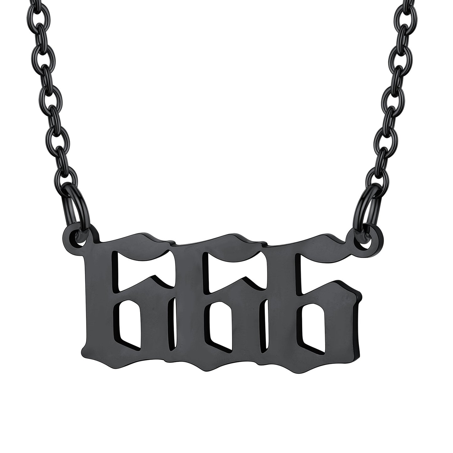 Black Plated Number 666 Necklace in Stainless Steel