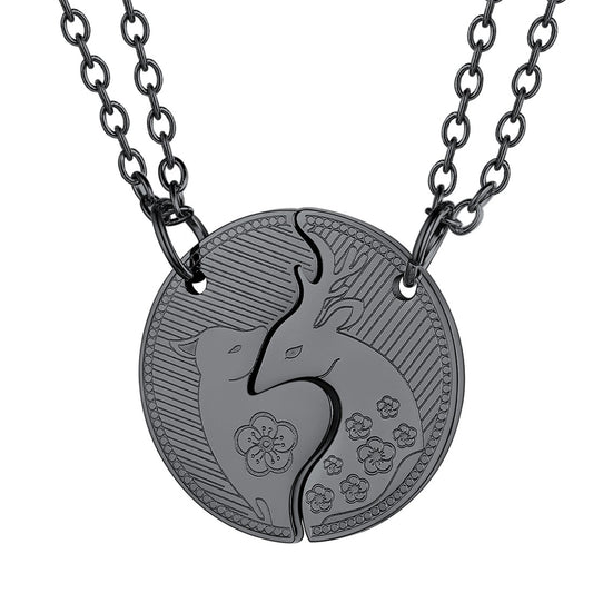 Black Plated Sika Deer Puzzle Necklaces
