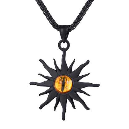 Black Plated Sunburst Evil Eye Necklace
