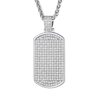 Bling Cubic Zirconia Dog Tag Necklaces for Men Women