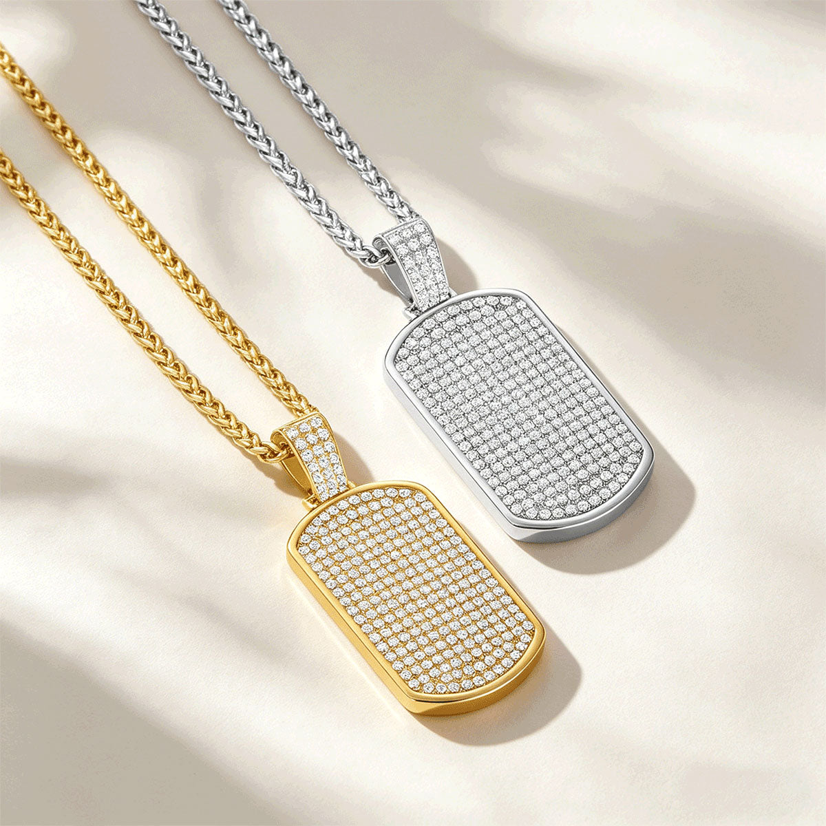 Bling Cubic Zirconia Dog Tag Necklaces in different color
