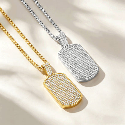 Bling Cubic Zirconia Dog Tag Necklaces in different color