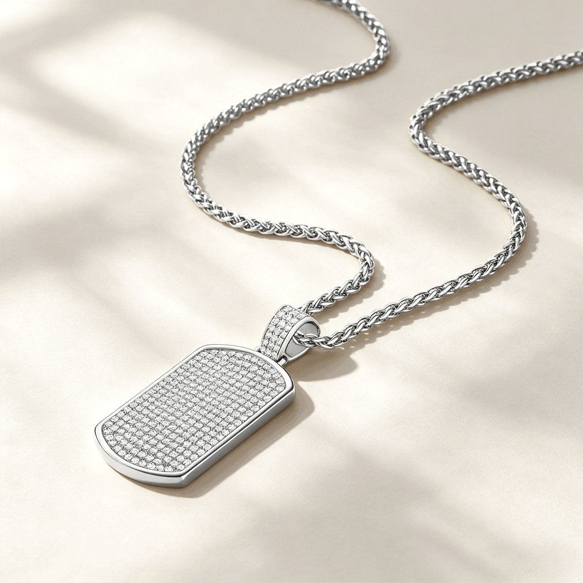 Bling Cubic Zirconia Dog Tag Necklaces in steel