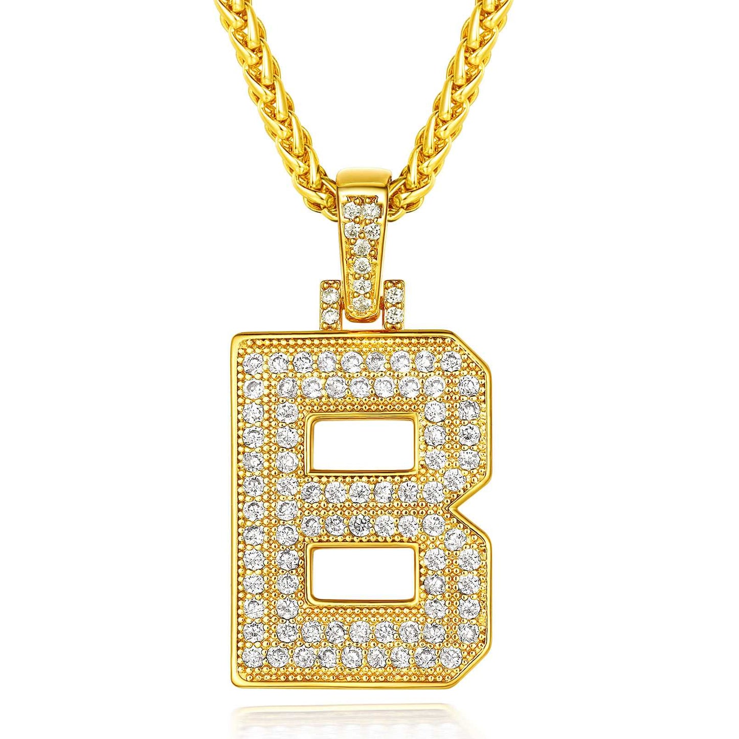  Bling Cubic Zirconia Initial B Necklace