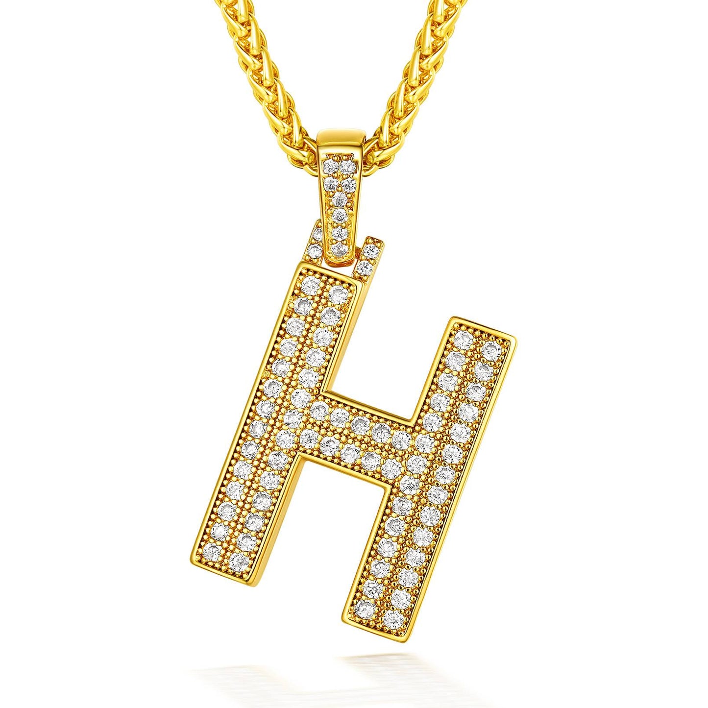  Bling Cubic Zirconia Initial H Necklace
