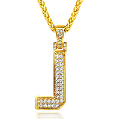  Bling Cubic Zirconia Initial J Necklace