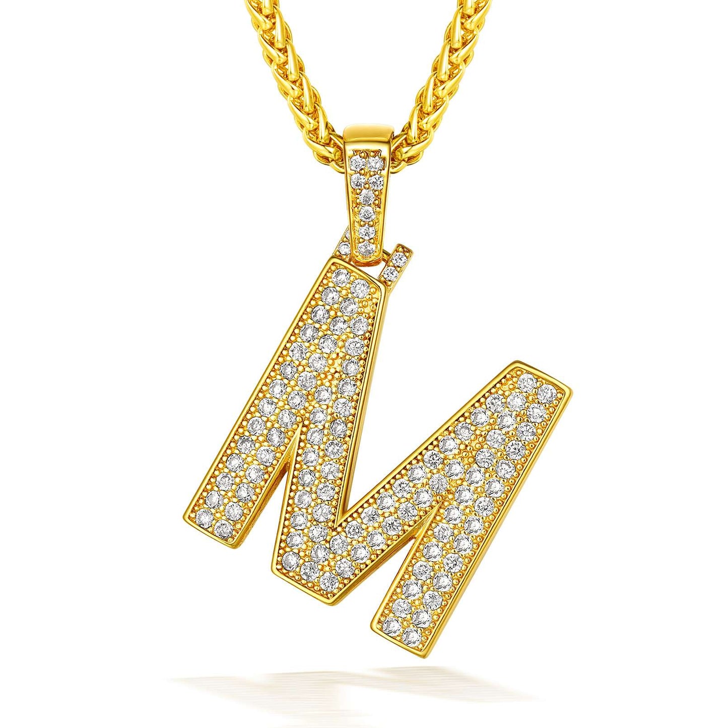  Bling Cubic Zirconia Initial M Necklace