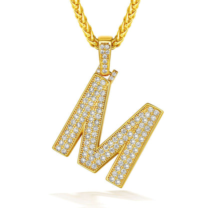  Bling Cubic Zirconia Initial M Necklace