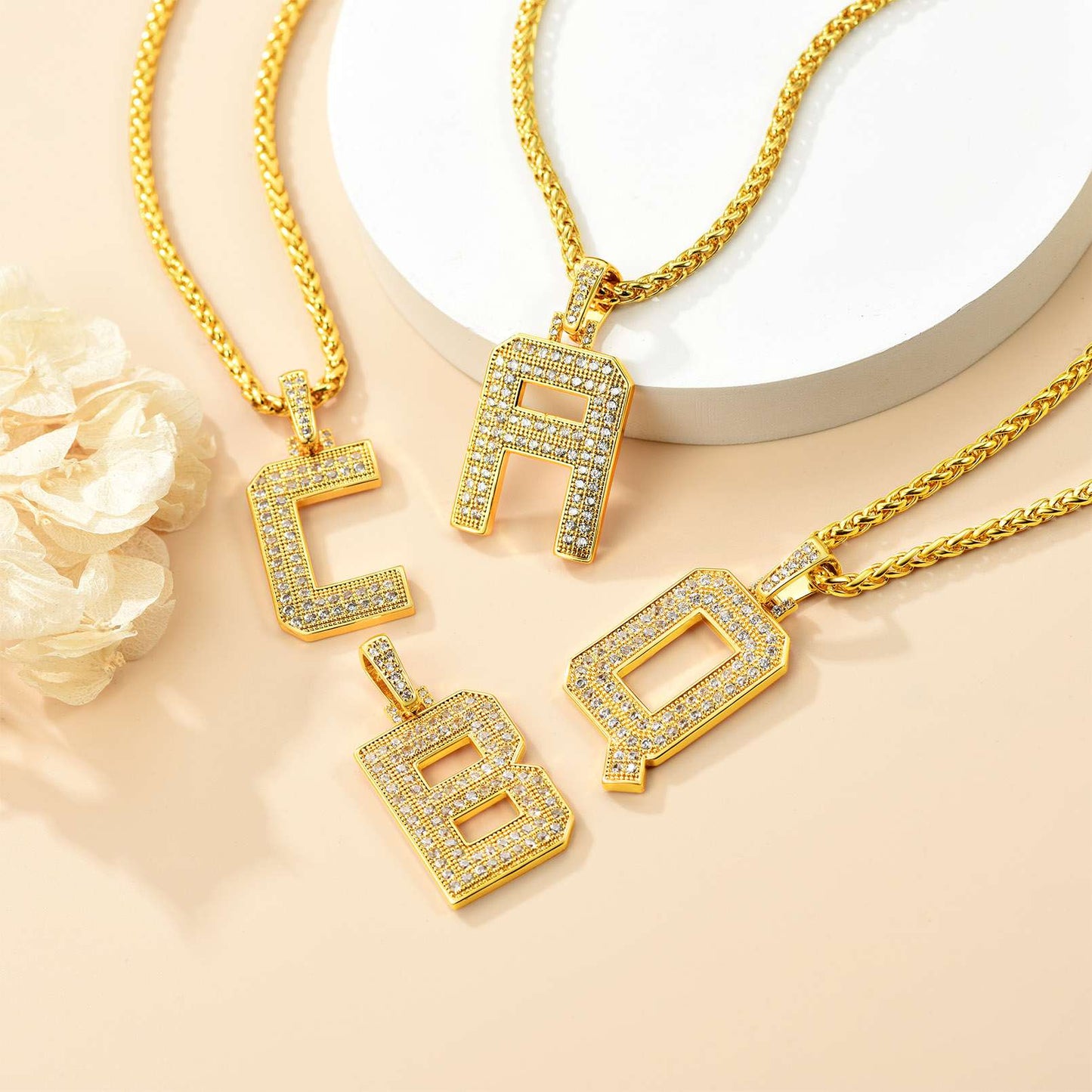  Bling Cubic Zirconia Initial Necklace