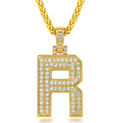  Bling Cubic Zirconia Initial R Necklace