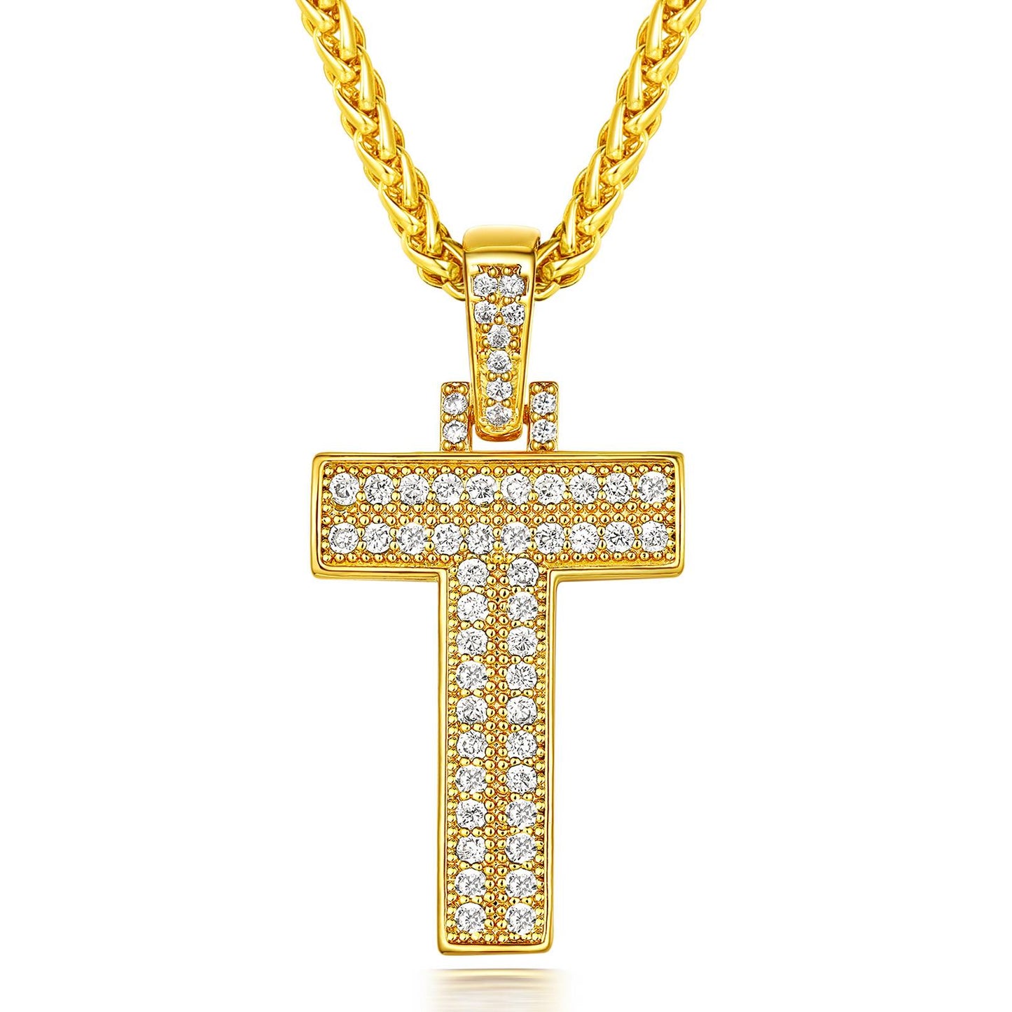  Bling Cubic Zirconia Initial T Necklace