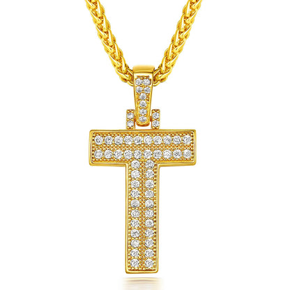  Bling Cubic Zirconia Initial T Necklace