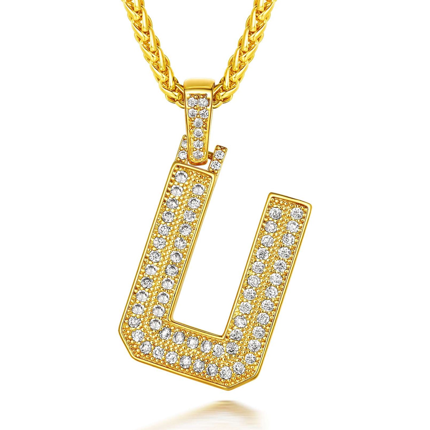  Bling Cubic Zirconia Initial U Necklace